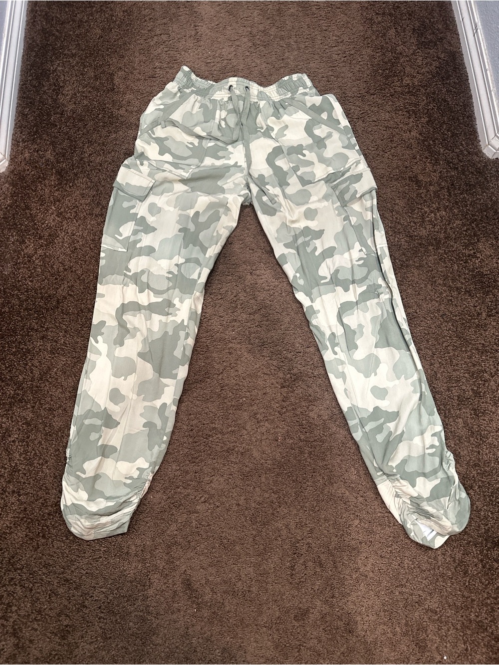 Hippie Rose Kids Camo Joggers - Light Green & White